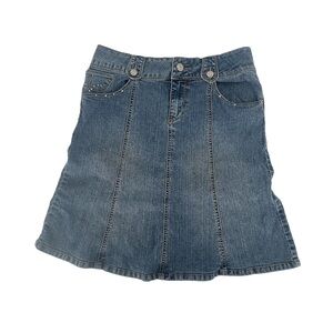 Rewind Knee Length Ebellished Swing Jean Skirt Size 7 Women’s